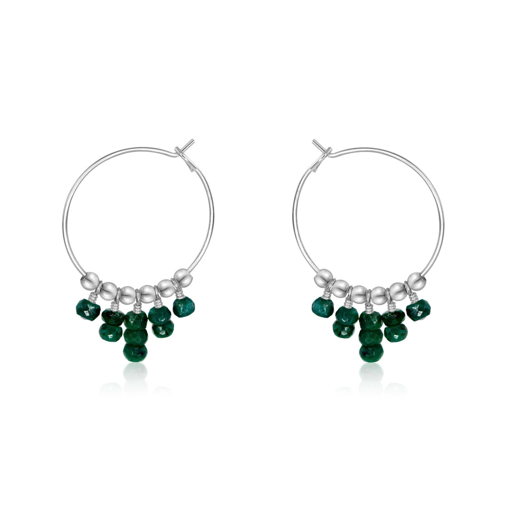 Emerald Statement Hoop Earrings - Emerald Statement Hoop Earrings - Sterling Silver - Luna Tide Handmade Crystal Jewellery