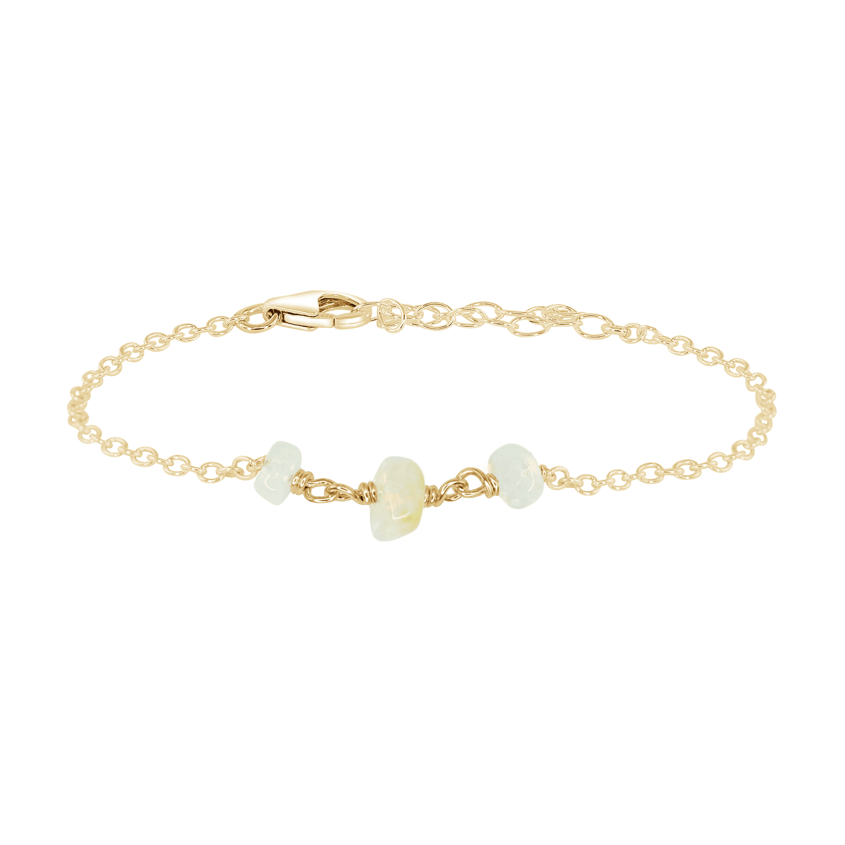 Ethiopian Opal Beaded Chain Bracelet - Ethiopian Opal Beaded Chain Bracelet - 14k Gold Fill - Luna Tide Handmade Crystal Jewellery