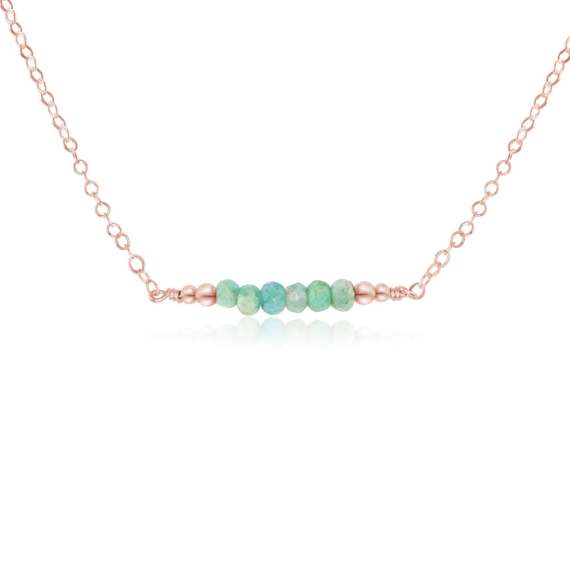 Faceted Bead Bar Necklace - Amazonite - 14K Rose Gold Fill - Luna Tide Handmade Jewellery