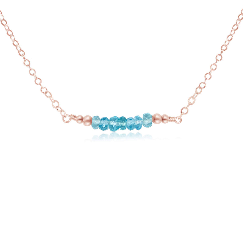 Faceted Bead Bar Necklace - Apatite - 14K Rose Gold Fill - Luna Tide Handmade Jewellery