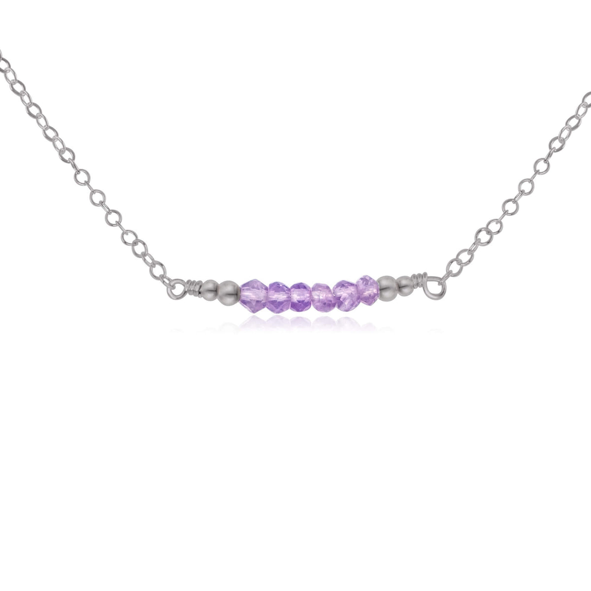 Faceted Bead Bar Necklace - Lavender Amethyst - Stainless Steel - Luna Tide Handmade Jewellery