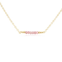 Faceted Bead Bar Necklace - Rose Quartz - 14K Gold Fill - Luna Tide Handmade Jewellery