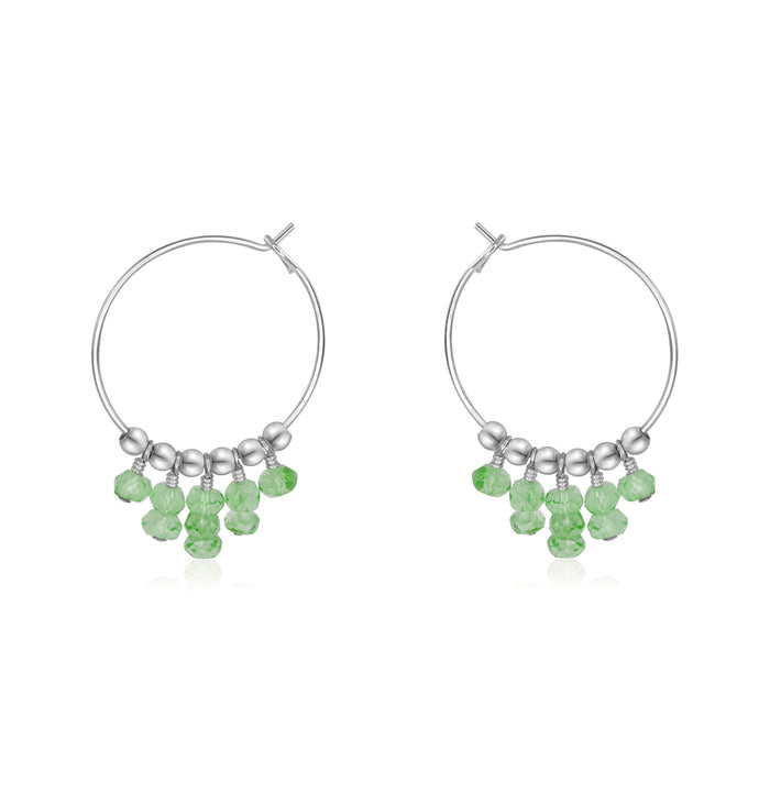 Green Amazonite Gemstone Statement Hoop Earrings - Green Amazonite Gemstone Statement Hoop Earrings - Sterling Silver - Luna Tide Handmade Crystal Jewellery