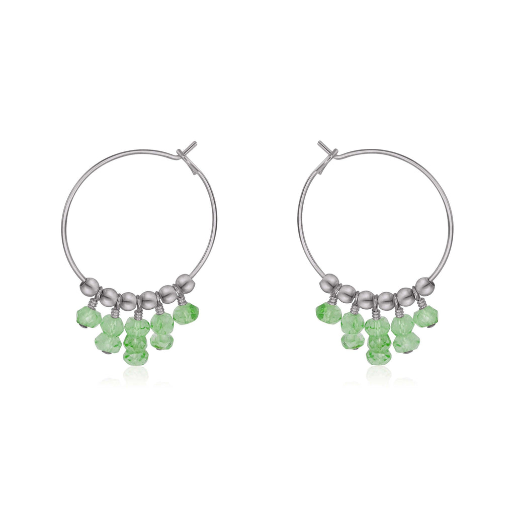 Green Aventurine Statement Hoop Earrings - Green Aventurine Statement Hoop Earrings - Stainless Steel - Luna Tide Handmade Crystal Jewellery