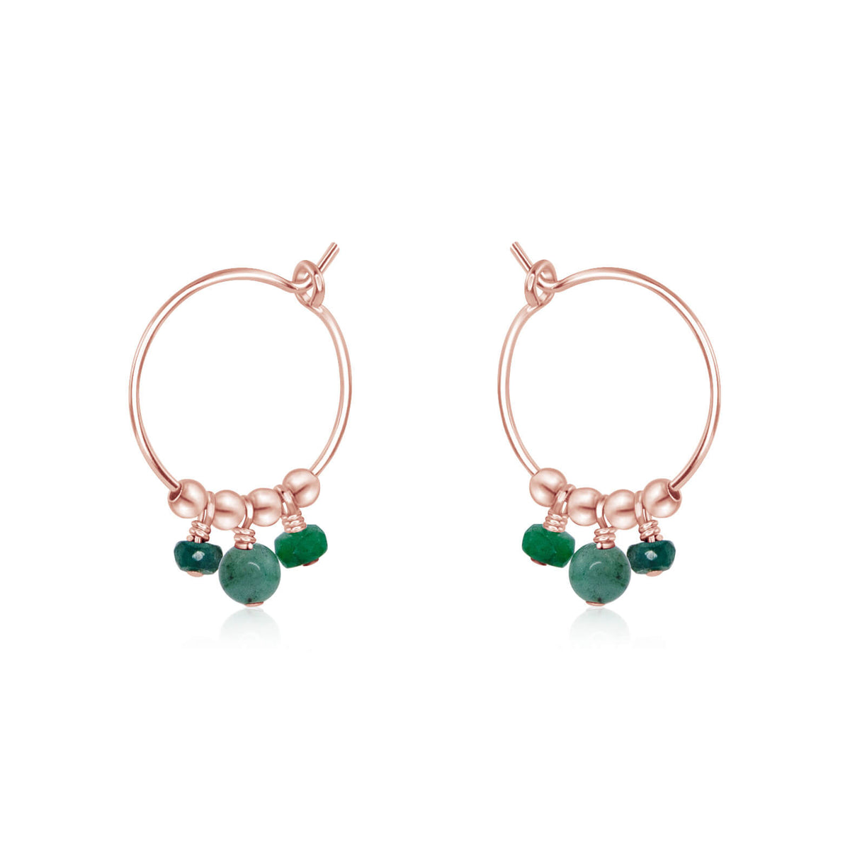 Hoop Earrings - Emerald - 14K Rose Gold Fill - Luna Tide Handmade Jewellery