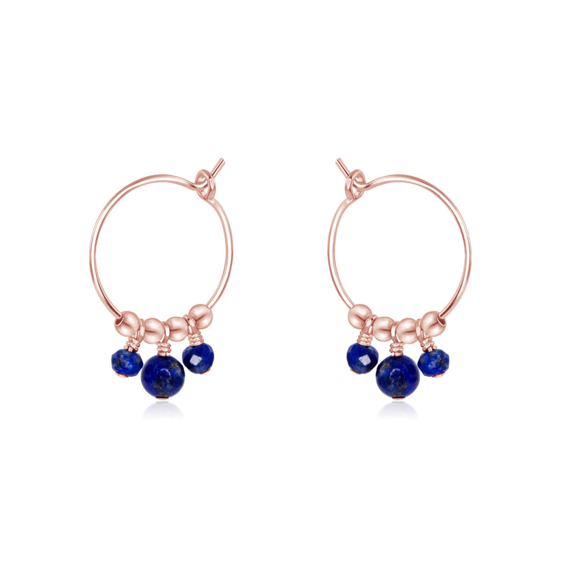 Hoop Earrings - Lapis Lazuli - 14K Rose Gold Fill - Luna Tide Handmade Jewellery