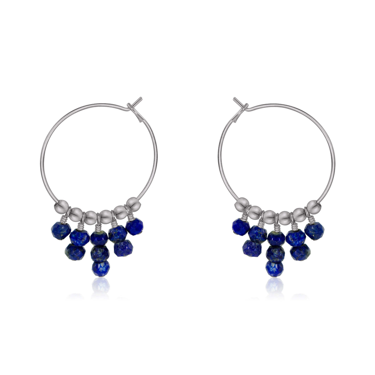 Hoop Earrings - Lapis Lazuli - Stainless Steel - Luna Tide Handmade Jewellery
