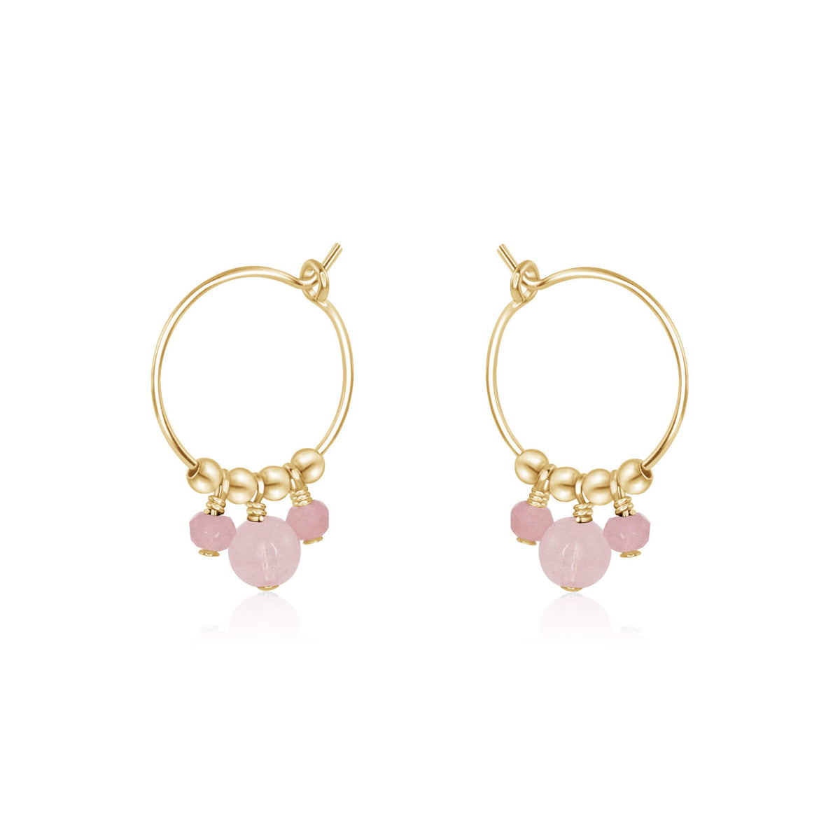 Hoop Earrings - Rose Quartz - 14K Gold Fill - Luna Tide Handmade Jewellery