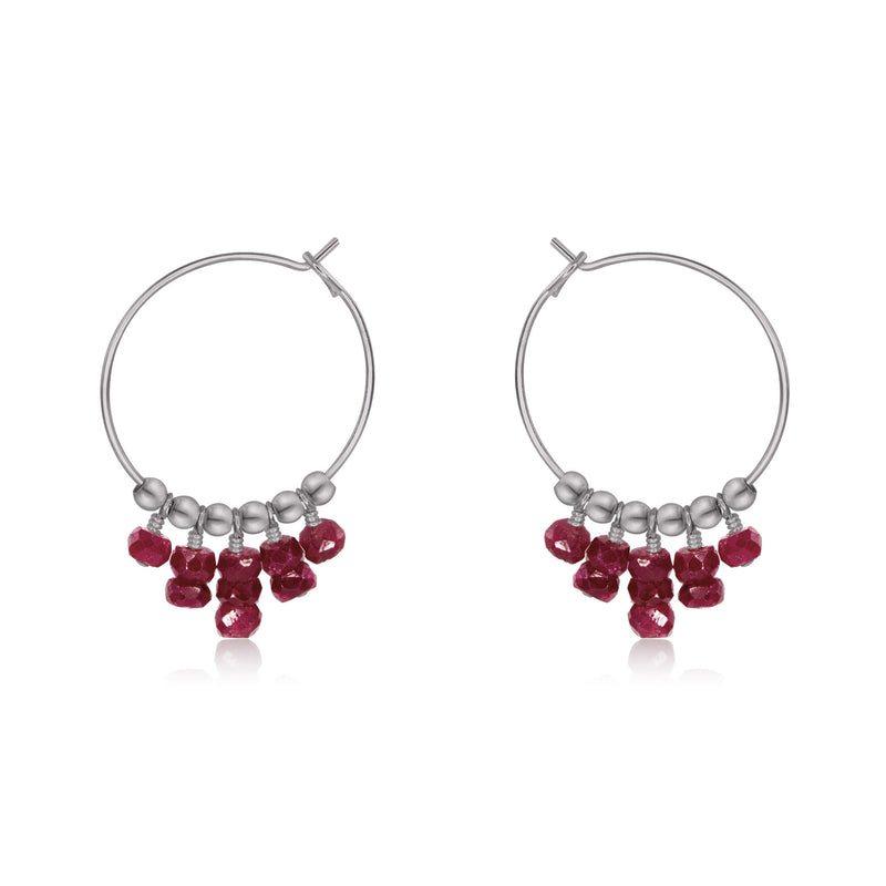 Hoop Earrings - Ruby - Stainless Steel - Luna Tide Handmade Jewellery