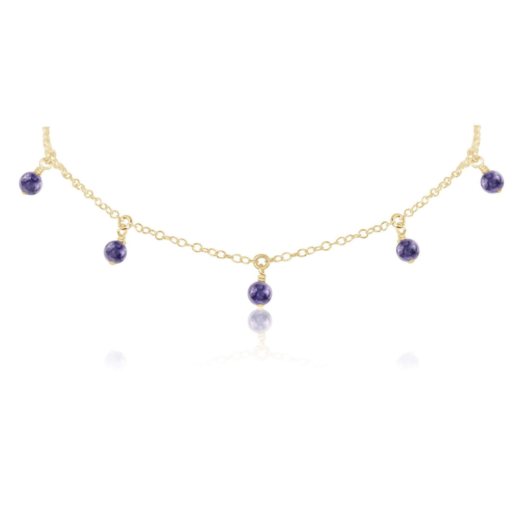 Iolite Bead Drop Choker - Iolite Bead Drop Choker - 14k Gold Fill - Luna Tide Handmade Crystal Jewellery