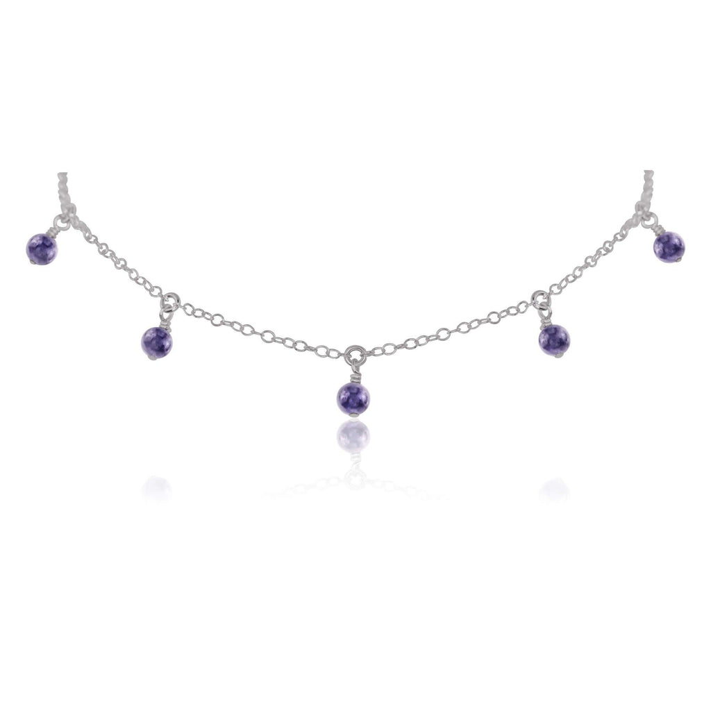 Iolite Bead Drop Choker - Iolite Bead Drop Choker - Stainless Steel - Luna Tide Handmade Crystal Jewellery