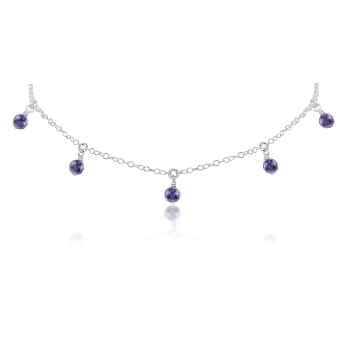 Iolite Bead Drop Choker - Iolite Bead Drop Choker - Sterling Silver - Luna Tide Handmade Crystal Jewellery