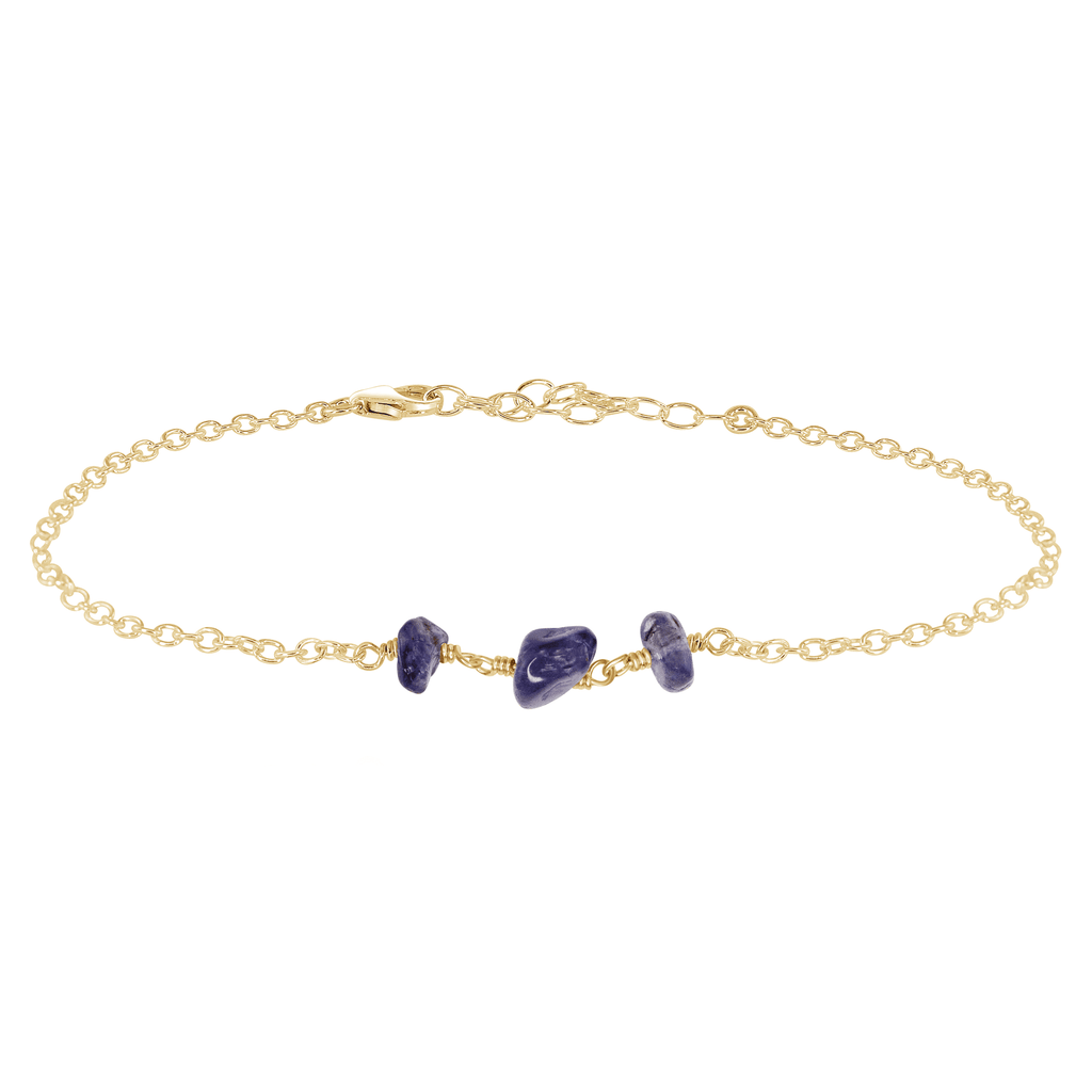 Iolite Beaded Chain Anklet - Iolite Beaded Chain Anklet - 14k Gold Fill - Luna Tide Handmade Crystal Jewellery