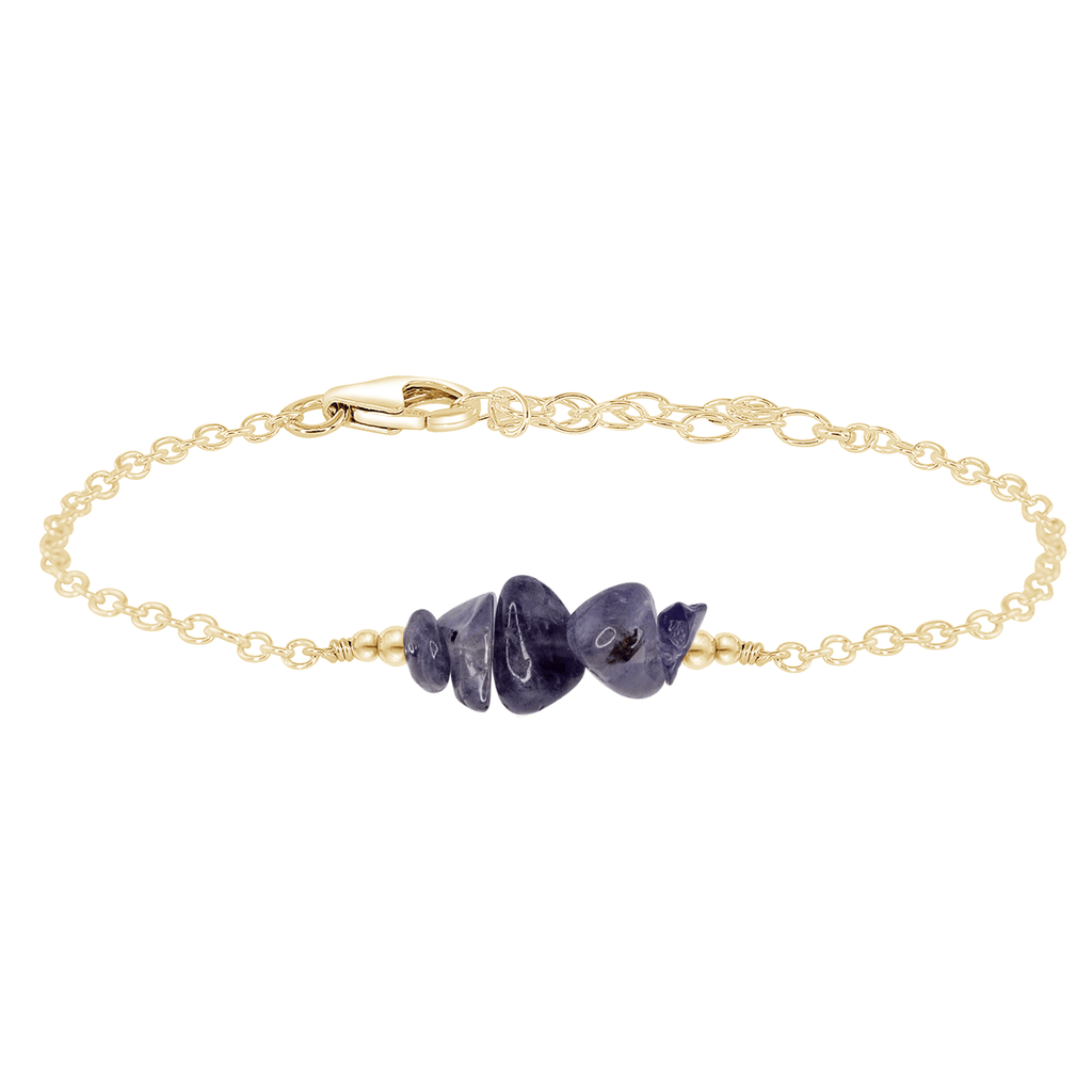 Iolite Chip Bead Bar Bracelet - Iolite Chip Bead Bar Bracelet - 14k Gold Fill - Luna Tide Handmade Crystal Jewellery