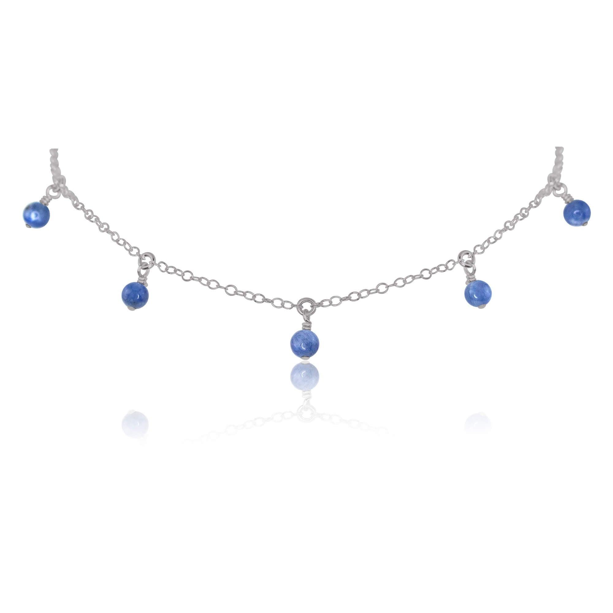 Kyanite Bead Drop Choker - Kyanite Bead Drop Choker - Stainless Steel - Luna Tide Handmade Crystal Jewellery
