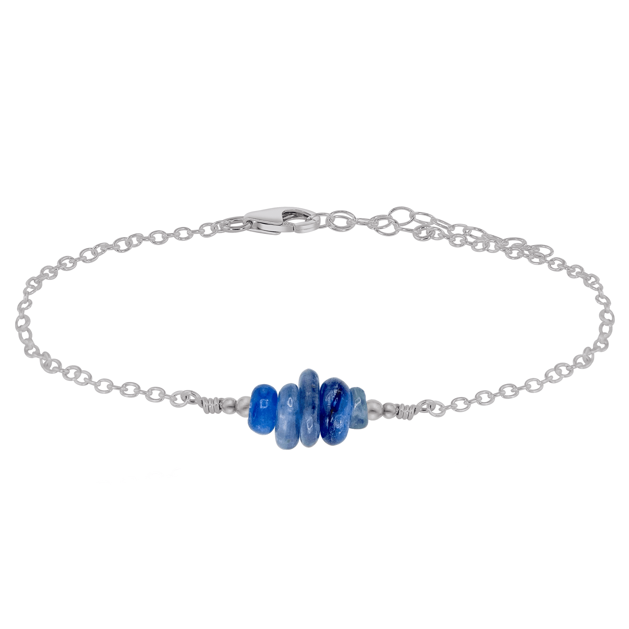 Kyanite Chip Bead Bar Anklet - Kyanite Chip Bead Bar Anklet - Stainless Steel - Luna Tide Handmade Crystal Jewellery