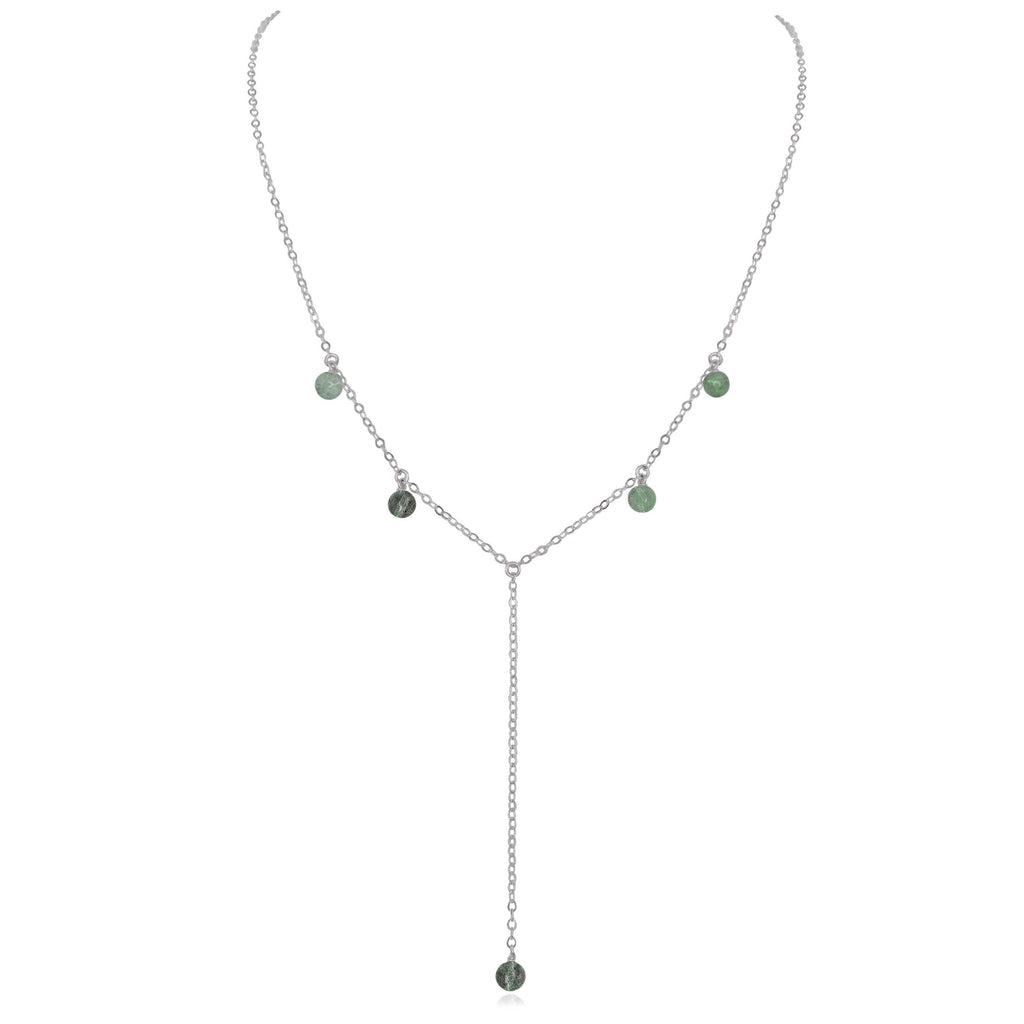 Labradorite Boho Lariat Necklace - Labradorite Boho Lariat Necklace - Stainless Steel - Luna Tide Handmade Crystal Jewellery