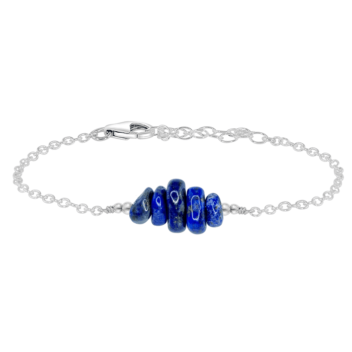 Genuine Lapis Lazuli Gem Chip Bracelet Sterling Silver Handmade Genuine Lapis Lazuli Gem Chip Bracelet Sterling Silver Handmade