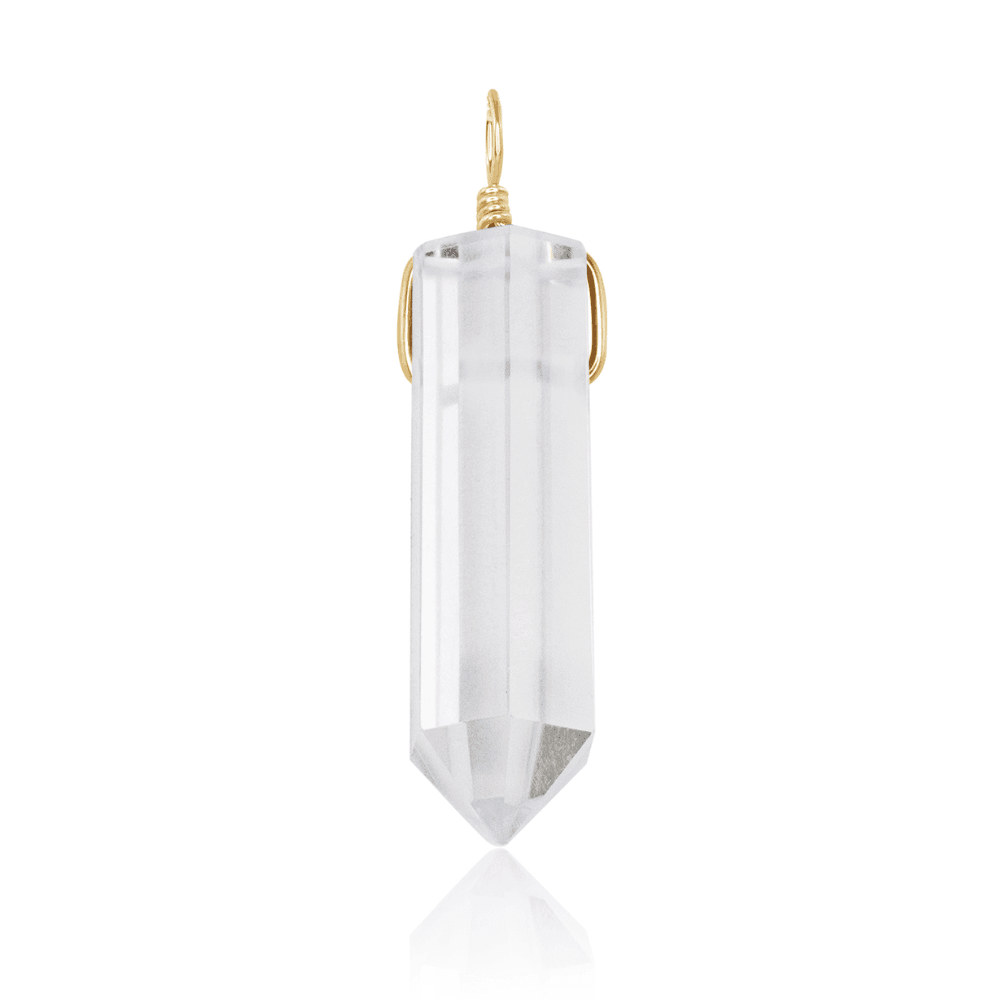 Large Crystal Quartz Crystal Tower Point Generator Pendant - Large Crystal Quartz Crystal Tower Point Generator Pendant - 14k Gold Fill - Luna Tide Handmade Crystal Jewellery