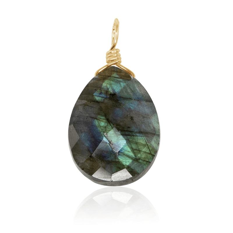 Large Labradorite Faceted Pear Crystal Pendant - Large Labradorite Faceted Pear Crystal Pendant - 14k Gold Fill - Luna Tide Handmade Crystal Jewellery