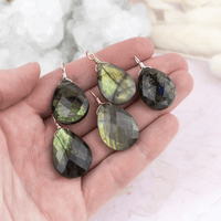 Large Labradorite Faceted Pear Crystal Pendant - Large Labradorite Faceted Pear Crystal Pendant - 14k Gold Fill - Luna Tide Handmade Crystal Jewellery