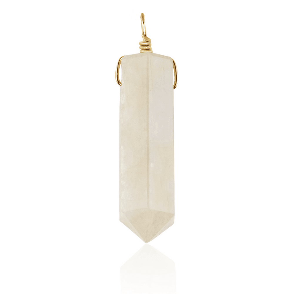 Large Rainbow Moonstone Crystal Tower Point Generator Pendant - Large Rainbow Moonstone Crystal Tower Point Generator Pendant - 14k Gold Fill - Luna Tide Handmade Crystal Jewellery
