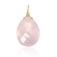 Large Rose Quartz Faceted Pear Crystal Pendant - Large Rose Quartz Faceted Pear Crystal Pendant - 14k Gold Fill - Luna Tide Handmade Crystal Jewellery