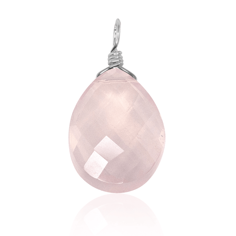 Large Rose Quartz Faceted Pear Crystal Pendant - Large Rose Quartz Faceted Pear Crystal Pendant - Sterling Silver - Luna Tide Handmade Crystal Jewellery