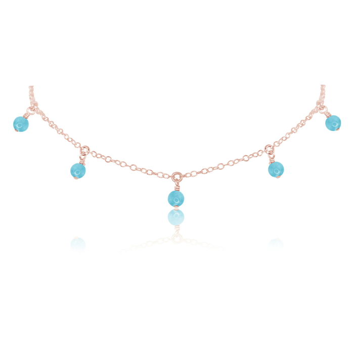Larimar Bead Drop Choker - Larimar Bead Drop Choker - 14k Rose Gold Fill - Luna Tide Handmade Crystal Jewellery