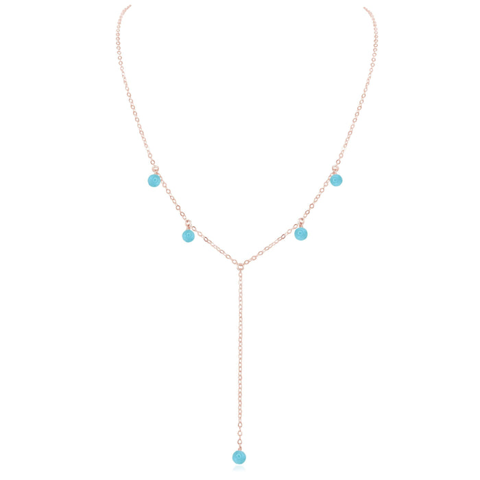 Larimar Boho Lariat Necklace - Larimar Boho Lariat Necklace - 14k Rose Gold Fill - Luna Tide Handmade Crystal Jewellery