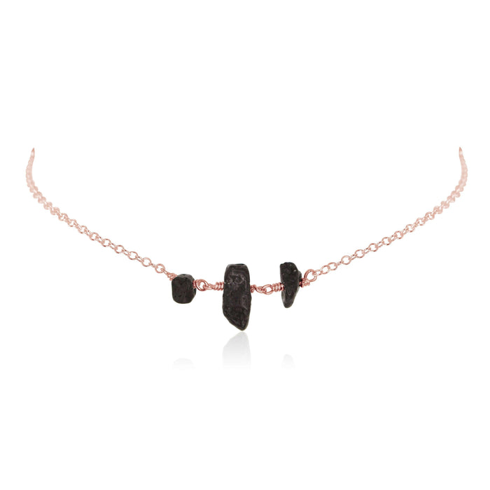 Lava Beaded Chain Choker Necklace - Lava Beaded Chain Choker Necklace - 14k Rose Gold Fill - Luna Tide Handmade Crystal Jewellery
