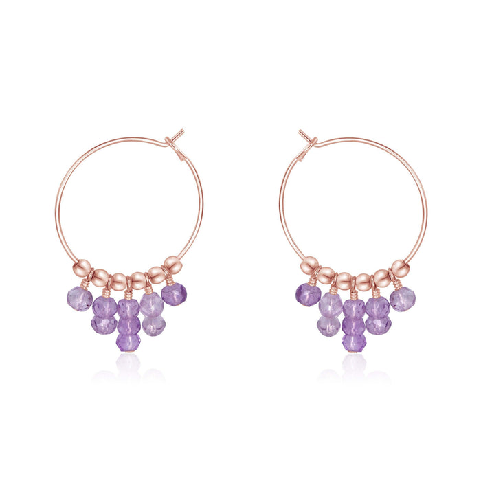 Lavender Amethyst Statement Hoop Earrings - Lavender Amethyst Statement Hoop Earrings - 14k Rose Gold Fill - Luna Tide Handmade Crystal Jewellery
