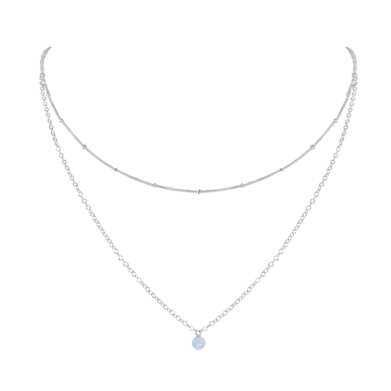 Layered Choker - Blue Lace Agate - Sterling Silver - Luna Tide Handmade Jewellery