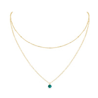 Layered Choker - Emerald - 14K Gold Fill - Luna Tide Handmade Jewellery