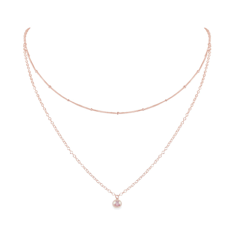 Layered Choker - Freshwater Pearl - 14K Rose Gold Fill - Luna Tide Handmade Jewellery