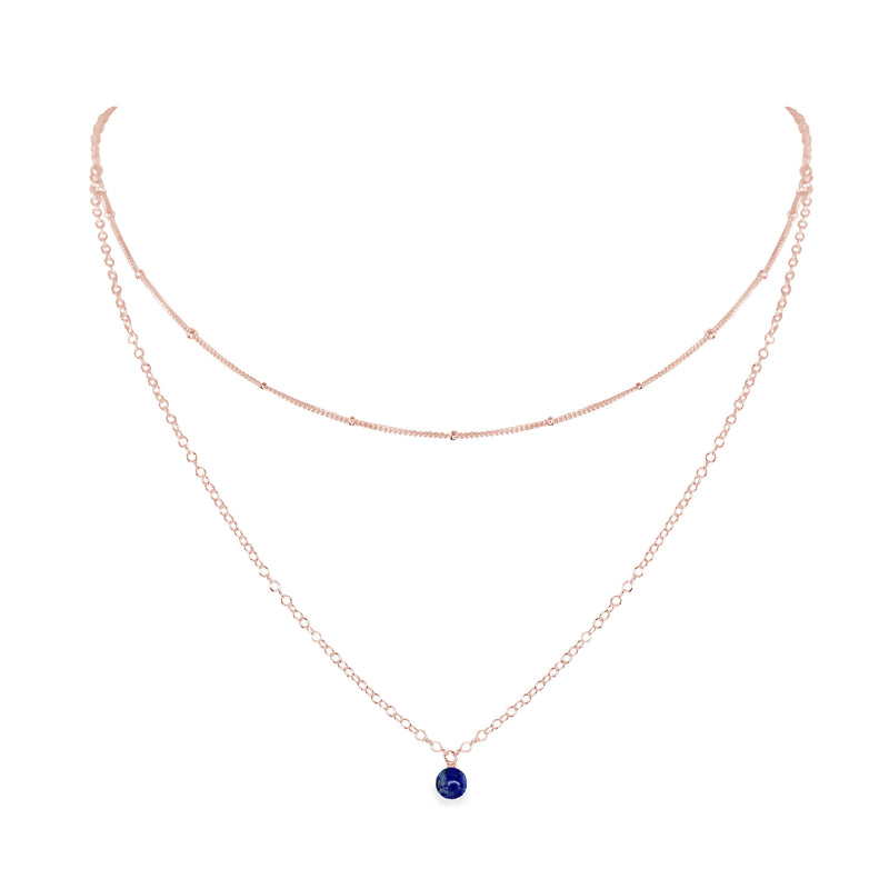 Layered Choker - Lapis Lazuli - 14K Rose Gold Fill - Luna Tide Handmade Jewellery
