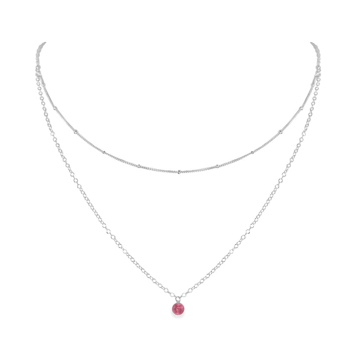 Layered Choker - Pink Tourmaline - Sterling Silver - Luna Tide Handmade Jewellery