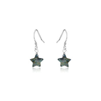 Little Labradorite Star Dangle Drop Earrings - Little Labradorite Star Dangle Drop Earrings - Sterling Silver - Luna Tide Handmade Crystal Jewellery