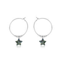 Little Labradorite Star Hoop Earrings - Little Labradorite Star Hoop Earrings - Sterling Silver - Luna Tide Handmade Crystal Jewellery