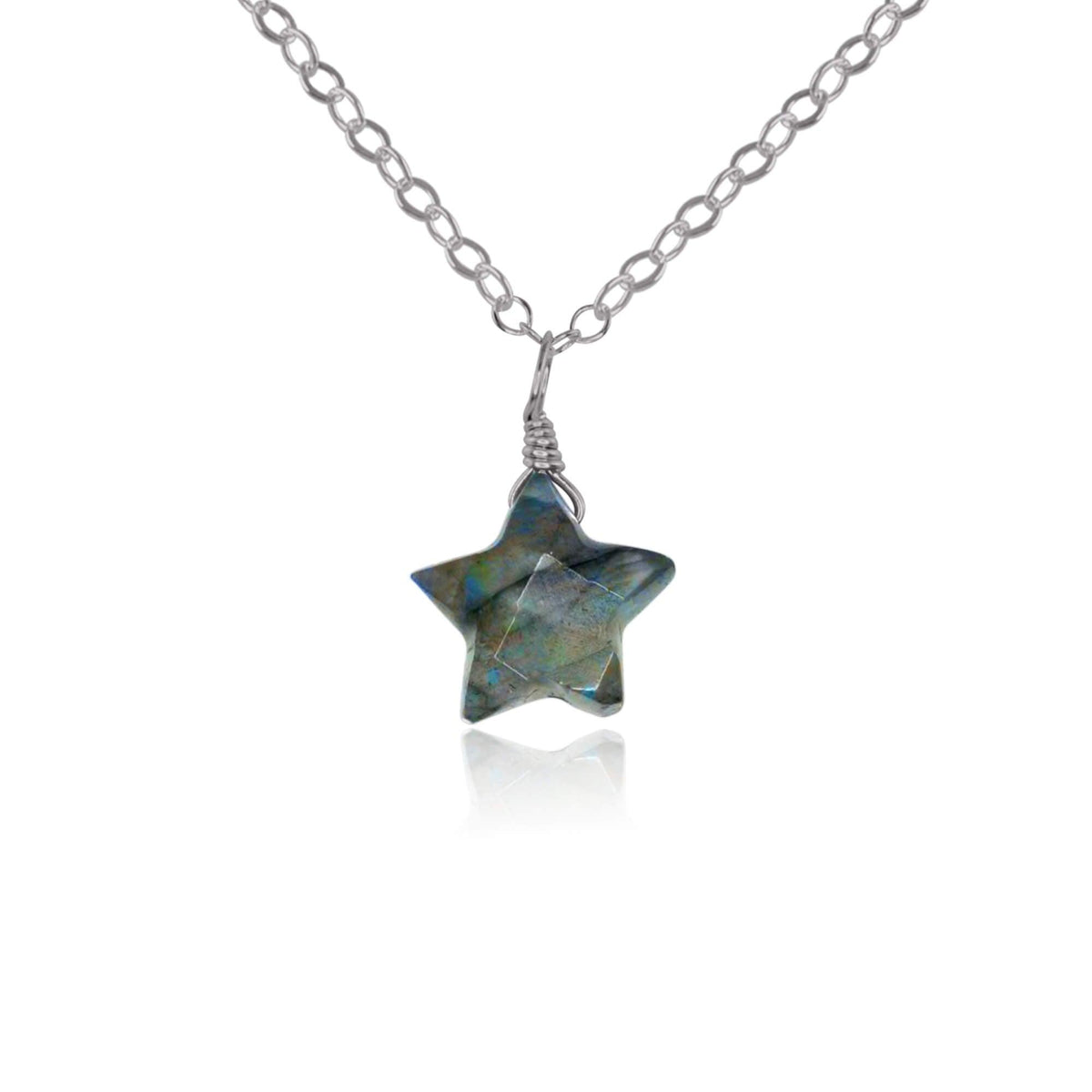 Little Labradorite Star Pendant Necklace - Little Labradorite Star Pendant Necklace - Stainless Steel / Cable - Luna Tide Handmade Crystal Jewellery