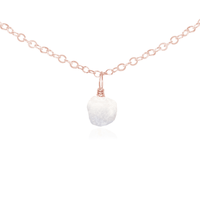 Raw Crystal Pendant Choker - Rainbow Moonstone - 14K Rose Gold Fill - Luna Tide Handmade Jewellery