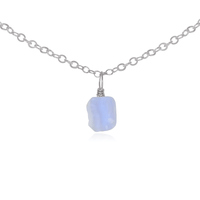 Raw Crystal Pendant Choker - Blue Lace Agate - Stainless Steel - Luna Tide Handmade Jewellery
