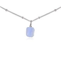 Tiny Rough Blue Lace Agate Gemstone Pendant Choker