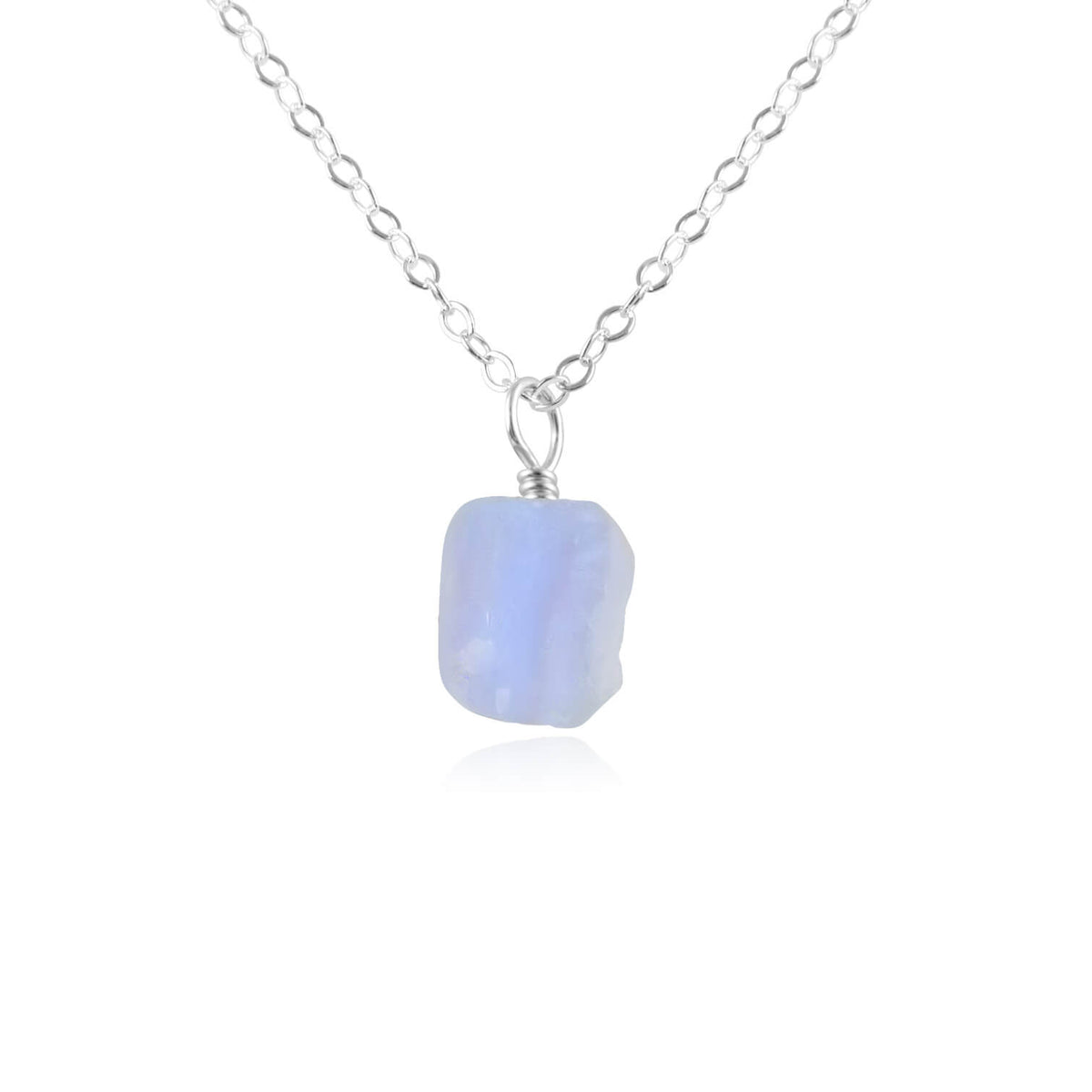 Raw Crystal Pendant Necklace - Blue Lace Agate - Sterling Silver - Luna Tide Handmade Jewellery