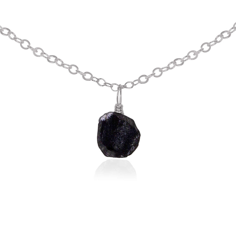 Tiny Rough Obsidian Gemstone Pendant Choker