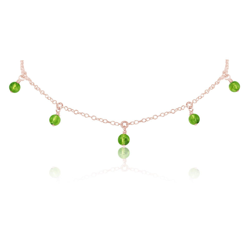 Bead Drop Choker - Peridot - 14K Rose Gold Fill - Luna Tide Handmade Jewellery