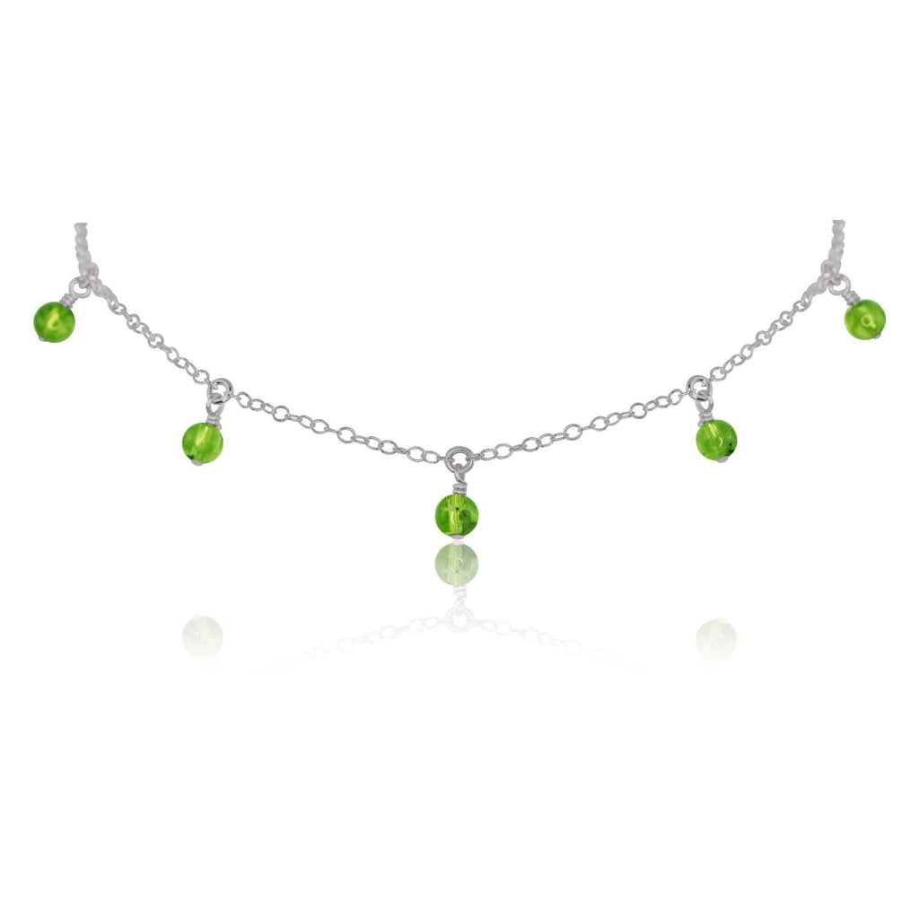 Peridot Bead Drop Choker - Peridot Bead Drop Choker - Stainless Steel - Luna Tide Handmade Crystal Jewellery