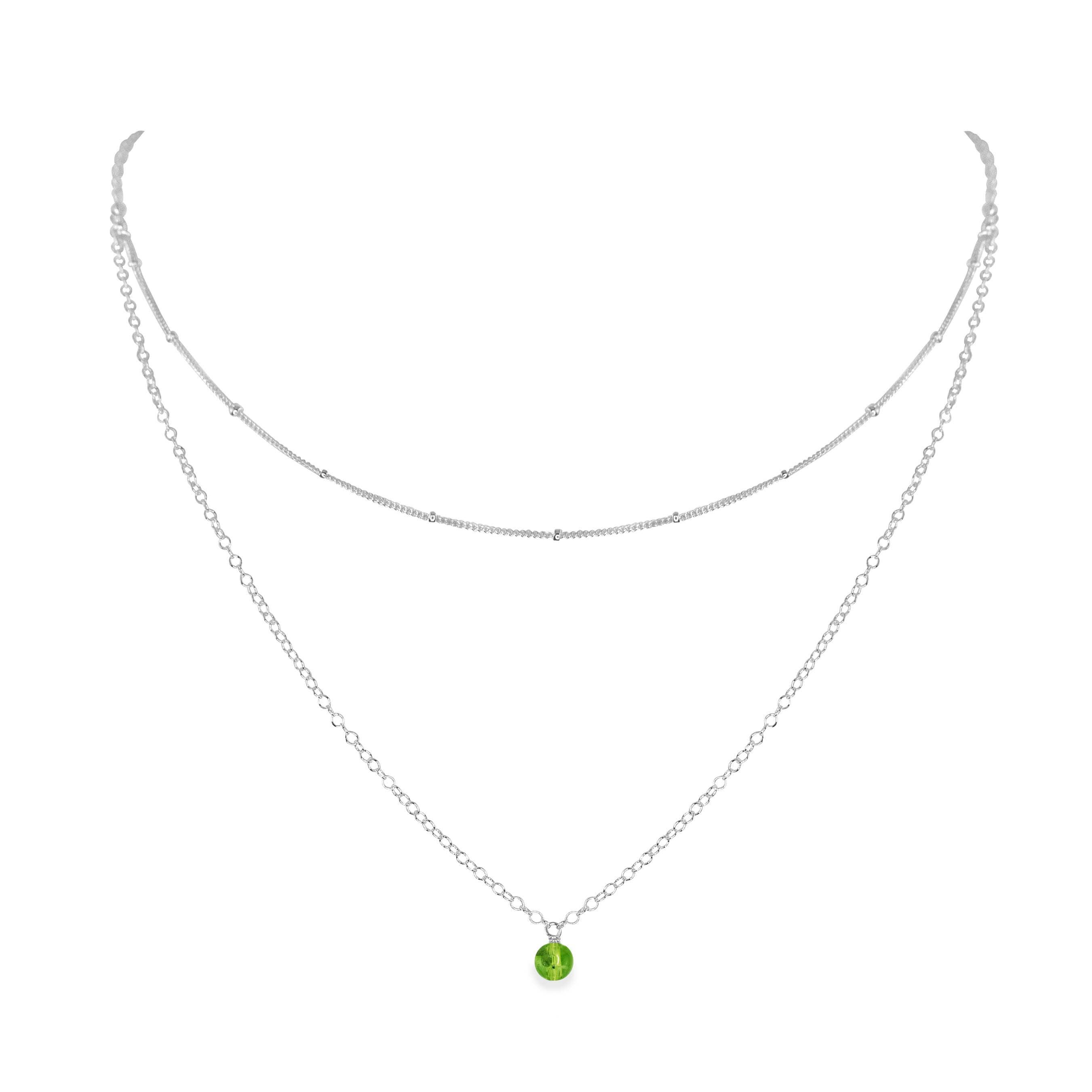 Peridot Gemstone Chain Layered Choker Necklace Luna Tide