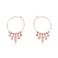 Hoop Earrings - Pink Peruvian Opal - 14K Rose Gold Fill - Luna Tide Handmade Jewellery