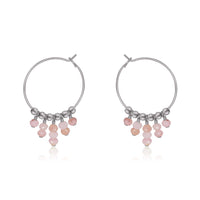 Hoop Earrings - Pink Peruvian Opal - Stainless Steel - Luna Tide Handmade Jewellery
